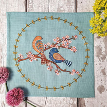 Load image into Gallery viewer, Corinne Lapierre - Printed Linen Embroidery Kit Birds & Blossoms