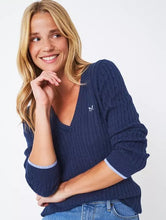Load image into Gallery viewer, Crew Clothing - Heritage V Neck Cable Jumper - Navy