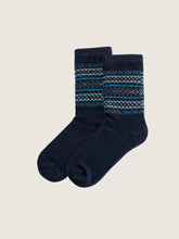 Load image into Gallery viewer, Sea Salt - Fairisle Socks in Shingle Bay Inkwell
