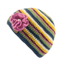 Load image into Gallery viewer, Kusan - PK2620 Crochet Flower Beanie - Blue Yellow