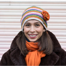 Load image into Gallery viewer, Kusan - PK2620 Crochet Flower Beanie - Pink Orange
