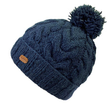 Load image into Gallery viewer, Kusan - PK2228 Cable Bobble Hat Turnup - Navy