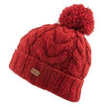 Load image into Gallery viewer, Kusan - PK2228 Cable Bobble Hat Turnup - Red