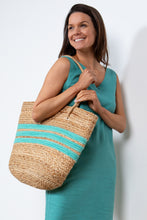 Load image into Gallery viewer, Lily & Me - Straw Day Bag Stripe - Sea Green