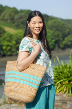 Load image into Gallery viewer, Lily & Me - Straw Day Bag Stripe - Sea Green