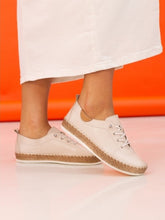 Load image into Gallery viewer, Lunar -  Evie Leather Plimsoll in Cream