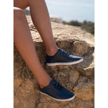 Load image into Gallery viewer, Lunar - St Ives Leather Plimsoll in Navy