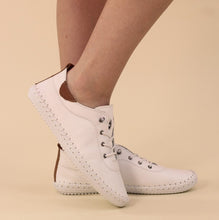 Load image into Gallery viewer, Lunar - St Ives Leather Plimsoll in White