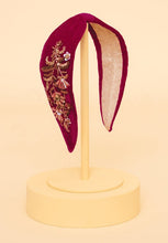 Load image into Gallery viewer, Powder - Embellished Velvet Headband - Golden Wildflowers Fuchsia