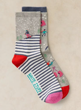 Load image into Gallery viewer, White Stuff - 2pk Skiing Ankle Sock in Grey Multi