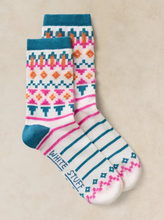 Load image into Gallery viewer, White Stuff - Fluffy Fairisle Ankle Socks in Ivory Multi
