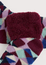 Load image into Gallery viewer, Sea Salt - Cabin Socks in Cabin Geo Burgandy Mix