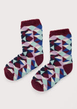 Load image into Gallery viewer, Sea Salt - Cabin Socks in Cabin Geo Burgandy Mix