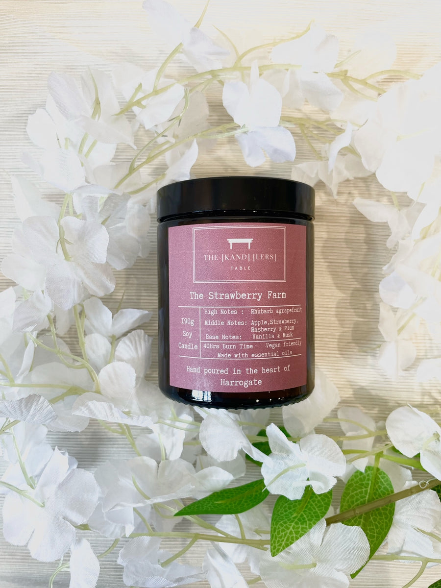 The Kandlers Table Strawberry Farm 190g Candle Milners of Leyburn