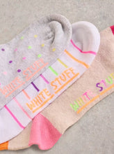 Load image into Gallery viewer, White Stuff - 3 Pack Fluro Trainer Socks in Natural Multi