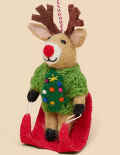 Load image into Gallery viewer, White Stuff - Sleighing Reindeer Hanging Decoration