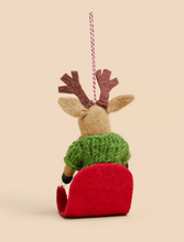 Load image into Gallery viewer, White Stuff - Sleighing Reindeer Hanging Decoration