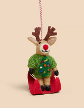 Load image into Gallery viewer, White Stuff - Sleighing Reindeer Hanging Decoration