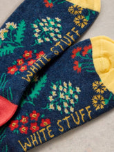 Load image into Gallery viewer, White Stuff - Floral Bouquet Ankle Sock in Blue Multi