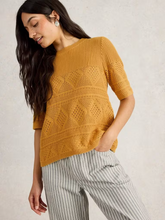 Load image into Gallery viewer, White Stuff - Stitchy Knitted Tee in Mid Yellow