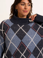 Load image into Gallery viewer, Brakeburn - Helga Argyle Intarsia Knitted Jumper in Navy