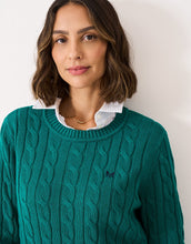 Load image into Gallery viewer, Crew Clothing - Crew Neck Chunky Heritage Cable Jumper in Shaded Spruce