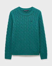 Load image into Gallery viewer, Crew Clothing - Crew Neck Chunky Heritage Cable Jumper in Shaded Spruce