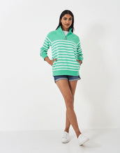 Load image into Gallery viewer, Crew Clothing - Half Zip Sweat - Green White Stripe