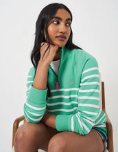 Load image into Gallery viewer, Crew Clothing - Half Zip Sweat - Green White Stripe