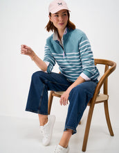 Load image into Gallery viewer, Crew Clothing - Half Zip Sweat in Blue/White