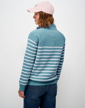 Load image into Gallery viewer, Crew Clothing - Half Zip Sweat in Blue/White