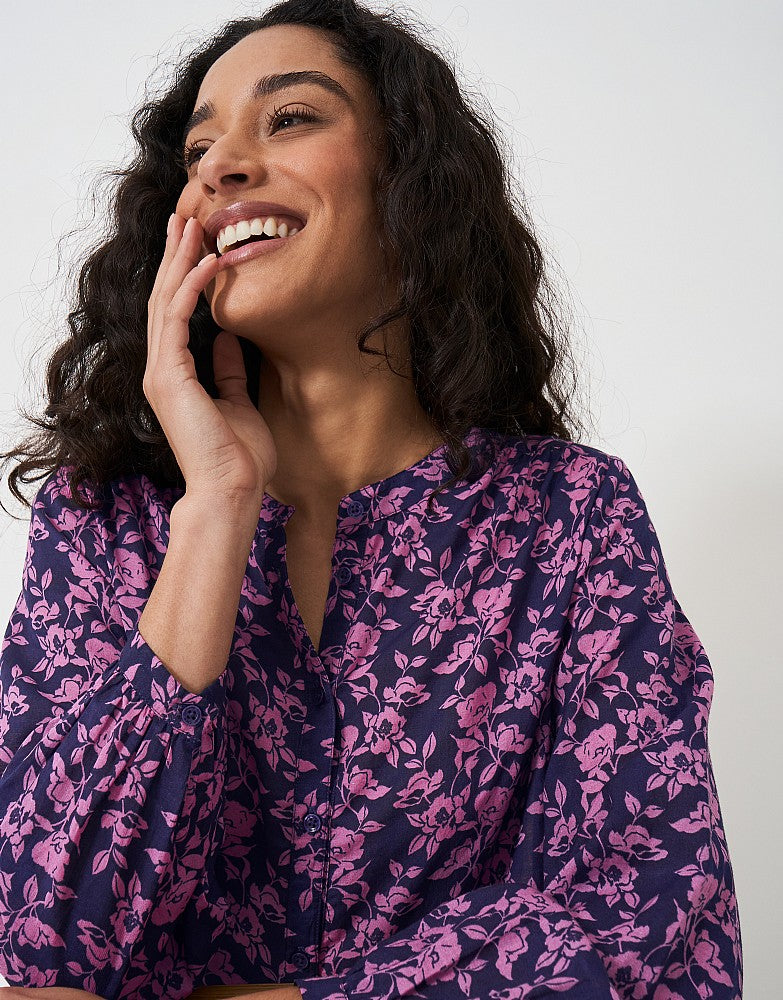 トップス emma ops MONBEBE Lyla blouse Lyla suit Crew Clothing - Lyla Button Through Blouse - Navy Pink