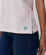Load image into Gallery viewer, Crew Clothing - Stripe Crew Neck Slub T-Shirt in White Orchid