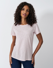 Load image into Gallery viewer, Crew Clothing - Stripe Crew Neck Slub T-Shirt in White Orchid