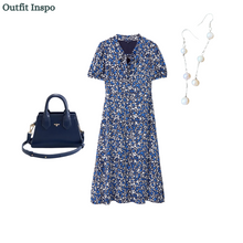 Load image into Gallery viewer, Crew Clothing - Laurie Tie Neck Tea Dress - Petal Print