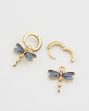 Load image into Gallery viewer, Fable - Dragonfly Crystal Huggie Earrings