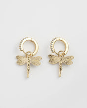 Load image into Gallery viewer, Fable - Dragonfly Crystal Huggie Earrings