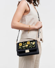 Load image into Gallery viewer, Fable - Embroidered Velvet Foldover Bag in Black Botanical