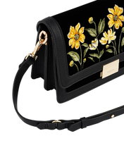 Load image into Gallery viewer, Fable - Embroidered Velvet Foldover Bag in Black Botanical
