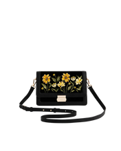 Load image into Gallery viewer, Fable - Embroidered Velvet Foldover Bag in Black Botanical