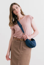 Load image into Gallery viewer, Lily & Me - Linen Denim Crossbody Bag in Blue