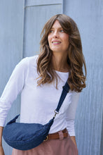 Load image into Gallery viewer, Lily & Me - Linen Denim Crossbody Bag in Blue