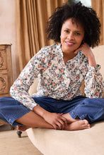 Load image into Gallery viewer, Lily & Me - Rachel Frill Blouse Feather Ditsy Print in Ecru