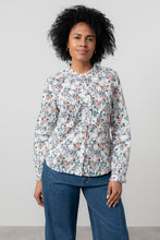 Load image into Gallery viewer, Lily & Me - Rachel Frill Blouse Feather Ditsy Print in Ecru