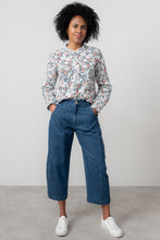 Load image into Gallery viewer, Lily & Me - Rachel Frill Blouse Feather Ditsy Print in Ecru
