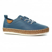 Load image into Gallery viewer, Lunar - Evie Leather Plimsoll in Mid Blue