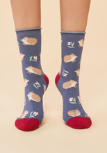 Load image into Gallery viewer, Powder - Ankle Socks - Snuffling Hedgehogs Navy