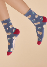Load image into Gallery viewer, Powder - Ankle Socks - Snuffling Hedgehogs Navy