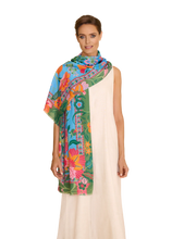 Load image into Gallery viewer, Powder - Cotton Scarf in Folky Floral Cornflower