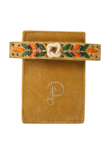 Load image into Gallery viewer, Powder - Embroidered Barette in Mustard Floral Vine